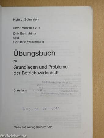 Übungsbuch zu Grundlagen und Probleme der Betriebswirtschaft