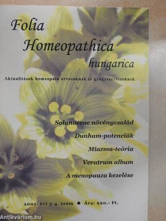 Aktualitások homeopata orvosoknak és gyógyszerészeknek 2005/3-4.