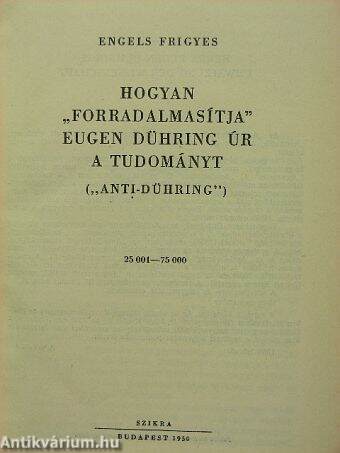 Hogyan "forradalmasítja" Eugen Dühring úr a tudományt