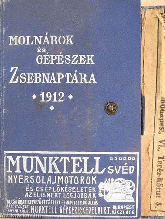 Molnárok és gépészek zsebnaptára az 1912. évre