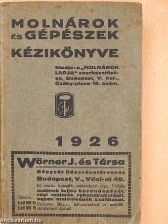 Molnárok és gépészek kézikönyve 1926