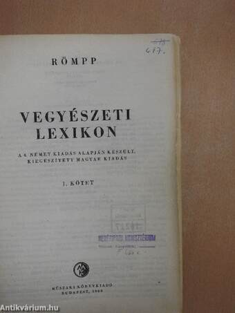 Römpp Vegyészeti Lexikon 1-3.