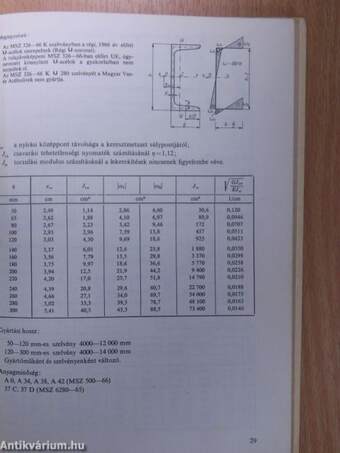 Táblázatok acélszerkezetek méretezéséhez