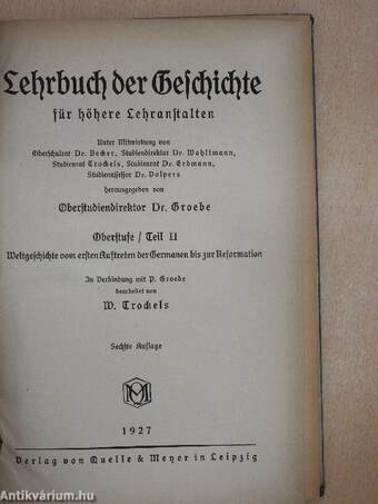 Lehrbuch der Geschichte für höhere Lehranstalten II. (gótbetűs)