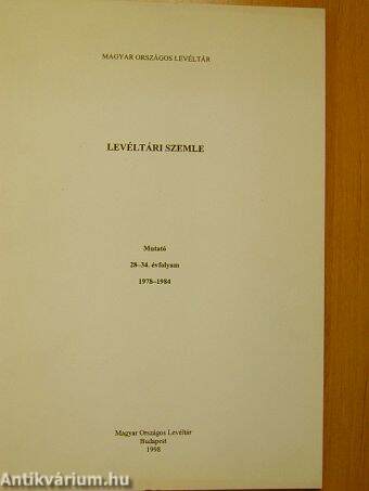 Levéltári szemle - Mutató 28-34. évfolyam 1978-1984
