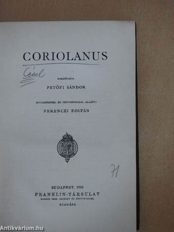 Coriolanus/A velenczei kalmár