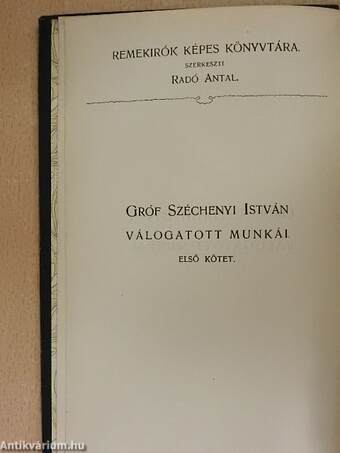 Gróf Széchenyi István válogatott munkái I-II.