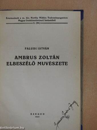 Ambrus Zoltán elbeszélő művészete