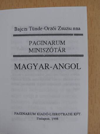 Magyar-angol/Angol-magyar paginarum miniszótár (minikönyv)