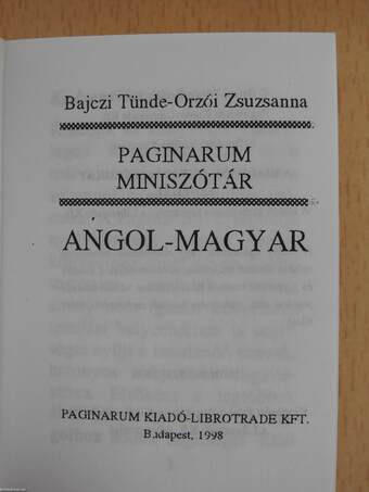 Magyar-angol/Angol-magyar paginarum miniszótár (minikönyv)