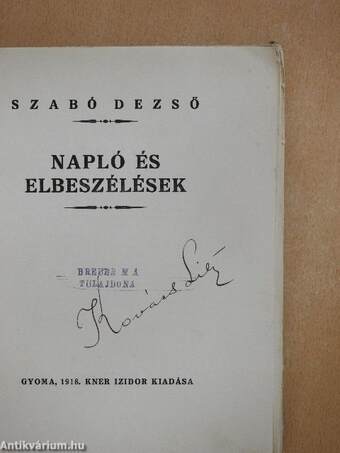 Napló és elbeszélések 