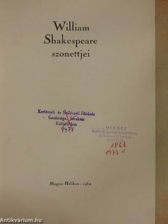 William Shakespeare szonettjei