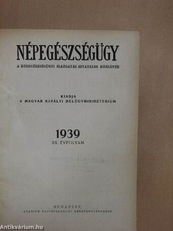 Népegészségügy 1939. január-december