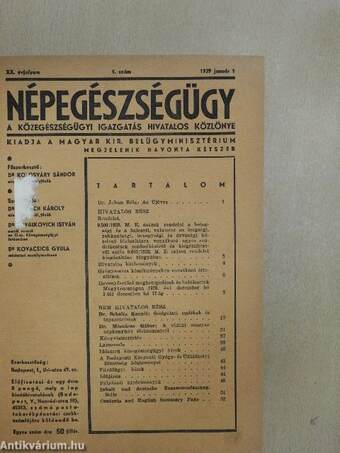 Népegészségügy 1939. január-december