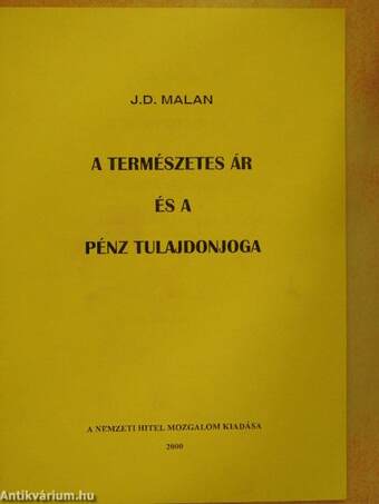 A természetes ár és a pénz tulajdonjoga