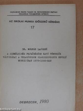 Az iskolai munka időszerű kérdései 17.