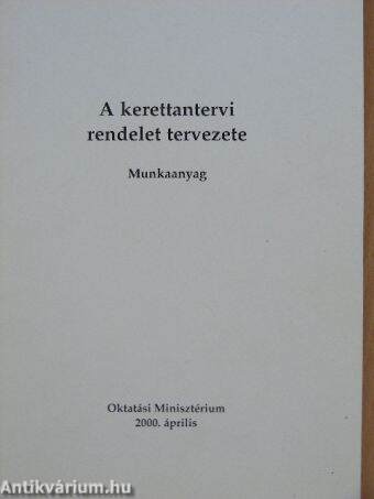 A kerettantervi rendelet tervezete