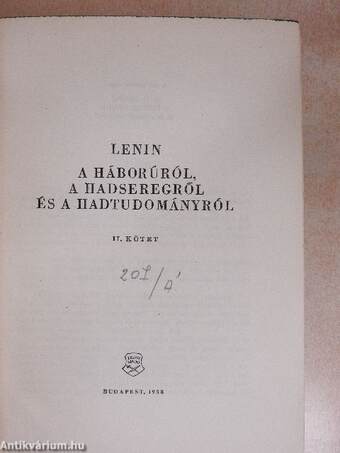 A háborúról, a hadseregről és a hadtudományról II.