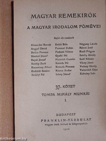 Tompa Mihály munkái I.