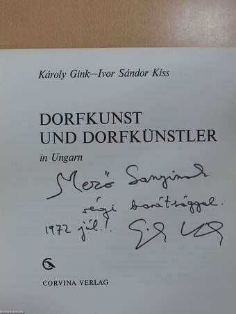 Dorfkunst und Dorfkünstler in Ungarn (dedikált példány)