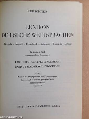 Lexikon der Sechs Weltsprachen I-II.