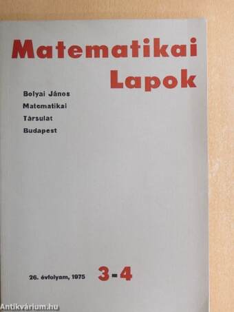 Matematikai Lapok 1975/3-4.