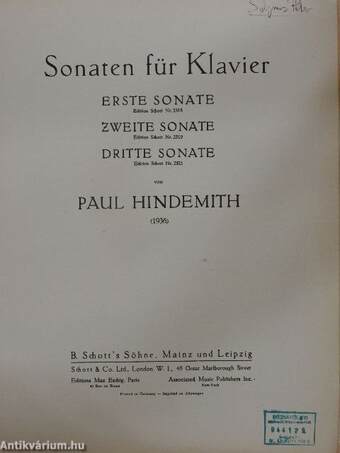 II. Sonate (Solymos Péter könyvtárából)