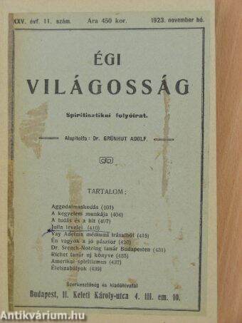 Égi világosság 1923. november