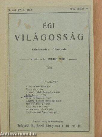 Égi világosság 1923. május