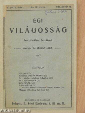 Égi világosság 1923. január