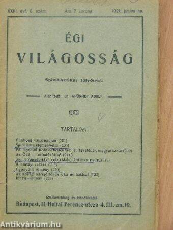 Égi világosság 1921. junius