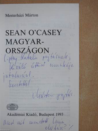 Sean O'Casey Magyarországon (dedikált példány)