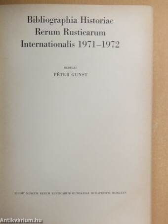 Bibliographia Historiae Rerum Rusticarum Internationalis 1971-1972