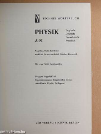 Technik-Wörterbuch Physik A-M (töredék)