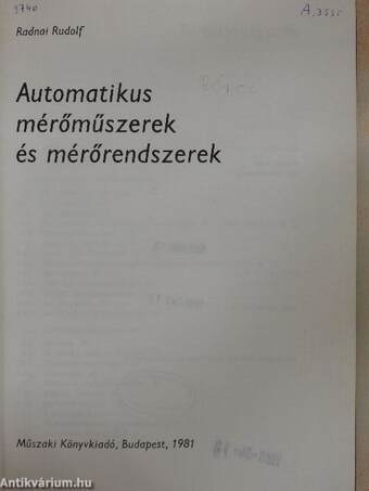 Automatikus mérőműszerek és mérőrendszerek