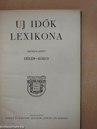 Uj idők lexikona 4. (töredék)