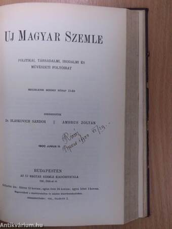 Uj Magyar Szemle 1900. április-junius