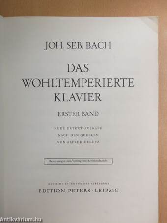 Das Wohltemperierte Klavier I.