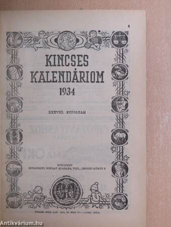 Kincses Kalendáriom 1934