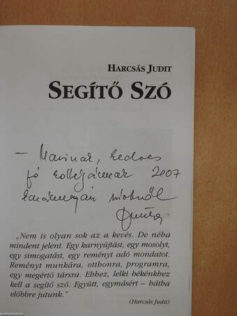 Segítő szó (dedikált példány)