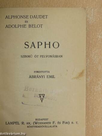 Sapho/"Remény"/Trilby/Két fájdalom/Mozart prágai utazása