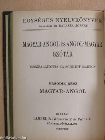 Angol-magyar és magyar-angol szótár I-II.