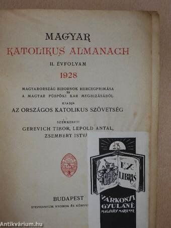 Magyar Katolikus Almanach 1928.