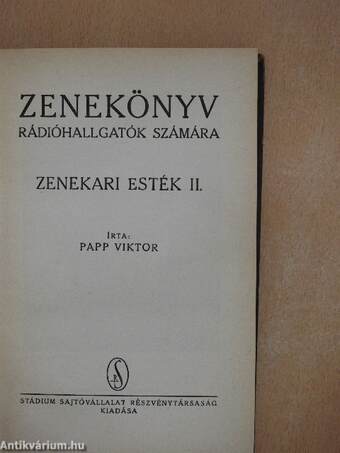 Zenekönyv rádióhallgatók számára - Zenekari esték II.