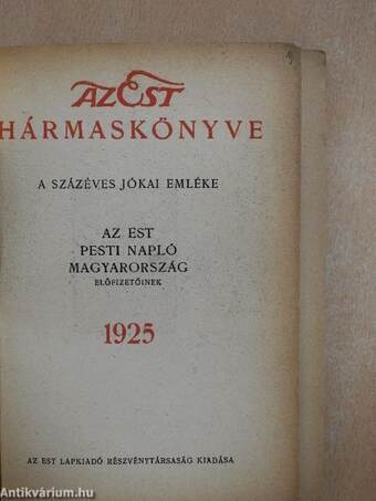 Az Est hármaskönyve 1925