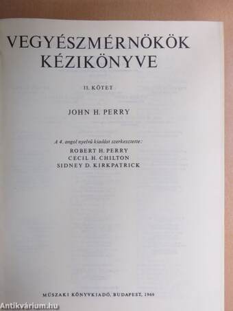 Vegyészmérnökök kézikönyve II. (töredék)