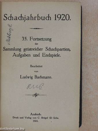 Schachjahrbuch 1920.