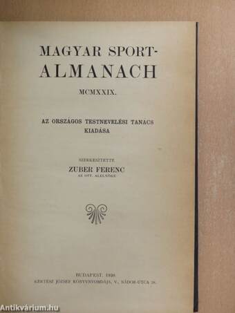 Magyar Sport-Almanach 1929.