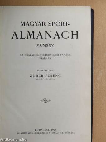 Magyar Sport-Almanach 1925.