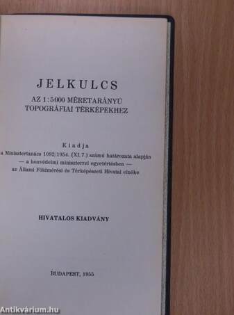 Jelkulcs az 1:5000 méretarányú topográfiai térképekhez